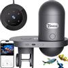 YAMOSO Mangiatoia Pesci WiFi, Telecamera 2.5K HD, App 2.4/5G, Dosaggio Precisione 0,2g Anti-Intasamento per Vacanze, Serbatoio 230ML Anti-Umidità, Programmabile per Acquario Dolce e Marino