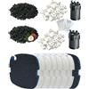 beaufan Set di 16 filtri compatibili con i filtri esterni Tetra EX 400/500/600/700/800/1000 Plus, inclusi filtri esterni FF FilterFloss, anelli in ceramica (per acquari fino a 300 l)