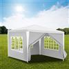Hebitod Gazebo impermeabile 3 x 3 m, tenda da giardino con 4 pannelli laterali, protezione UV, gazebo da giardino per matrimoni, feste, campeggio (bianco)