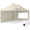 TOOLPORT Gazebo Pieghevole Giardino 3x6m - 2 Laterali (finestre panoramiche) Telo 700N Poliestere Idrorepellente Padiglione Mercati Sagre Crema