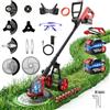 Innopower Decespugliatore a Batteria con Ruota, 4 in 1 Tagliabordi a Batteria 30 cm con Motore Anteriore Brushless, 2 x 3000mAh, 20000 Giri/min, 4 Lame, Asta Regolabile, per Prato, Bordi e Giardino