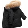 Generico Giacca Imbottita Media Lunghezza per Ragazzi Moda Bambini Taglia Grande Cappuccio Anni 3 14 Inverno Caldo Protezione (Black, 120=M)