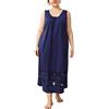 Zisemeil [] Vestito da donna extra large camicia da notte con scollo a U senza maniche allentato lungo camicia da notte abbigliamento da casa vacanze blu navy (3XL)