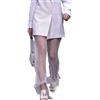 Huazong, Pantaloni lunghi a rete da donna con strass, sexy, trasparenti, traforati, per feste in discoteca, con diamanti finti scintillanti, copricostume, Bianco 2, L