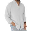 Generic Camicie a maniche lunghe da uomo a nido d'ape, casual per tutti i giorni, a maniche lunghe, con bottoni e risvolto, camicia in tinta unita, bianco, M