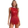RUNQHUI Abito da donna Danza Moderno Jazz Paillette Abito da Danza Latina Fritto Body Ginnastica Costume Spettacolo S-XXL, Tipo C Borgogna, M