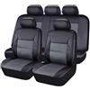 TYUIGHF 9 Pezzi Coprisedili Auto, per Fiat Panda (141 169 319 1980-2025 2026) Coprisedile Coprisedili Auto,Coprisedile in Pelle PU Set, Accessori Interni per Auto,B/Black Grey