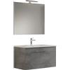 MaMa Store GEA1 80 - Mobile Bagno Sospeso 80 CM monocassettone Grigio Cemento Laccato con Lavabo, Specchio e Lampada LED, L.81 X P.45 X H.46 cm