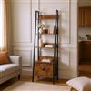 FurnitureR Armadio da soggiorno a 5 livelli, 42 x 29 x 141 cm, con cassetto in tessuto, pannelli in legno da 12 mm e telaio in metallo da 20 mm, parete posteriore da 7,5 cm, design in legno caldo