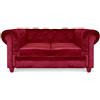 Menzzo Contemporain - Divano a 2 posti in legno e velluto, 80 x 157 x 72 cm, Legno, rosso, L157 x P80 x H72 cm
