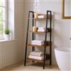 FurnitureR Mensola da bagno, 42 x 29 x 110 cm, 4 ripiani, cassetto in tessuto, pannelli in legno da 12 mm e telaio in metallo da 20 mm, parete posteriore da 7,5 cm, elegante mobile da bagno in stile