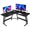JUMMICO Tavolo da Gioco a Forma di L 120×120 cm, Supporto Monitor Invertibile, Ideale per Gioco, Lavoro e Studio, Rivestimento Fibra Carbonio, Colore Nero