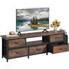 YITAHOME Mobile TV, mobile porta TV per soggiorno, con 5 cassetti pieghevoli e mensole, mobile TV con illuminazione a LED RGB e centro di intrattenimento con armadio, 145 x 35 x 50 cm