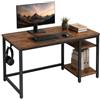 JUMMICO Scrivania 120 x 50 cm, Scrittoio con Ganci Multifunzione, Tavolo da Lavoro con Separatore Regolabile per Ufficio Casa o Soggiorno, Marrone Vintage e Nero