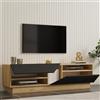 Dmora Mobile Porta TV Luleni 160x40x45h cm Nero Antracite 2 Ripiani 2 Ante, 5 Vani