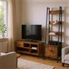 FurnitureR Scaffale per piante in stile scala, 42 x 29 x 141 cm, 5 livelli, cassetto in tessuto, pannelli in legno da 12 mm e telaio in metallo da 20 mm, parete posteriore da 7,5 cm, supporto per