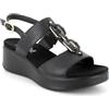 ENVAL SOFT Sandali neri con zeppa in pelle da donna 38 EU