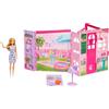 Barbie - Casa Weekend all'Avventura, set con 4 aree di gioco, bambola e gattino, include 2 letti a castello e 10 accessori a tema tra cui biscotti da infornare, JMD28