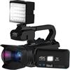WAFOHSR Videocamera Da 64 MP Full 4K 60FPS For Streaming Live WIFI Webcam 18X Messa A Fuoco Automatica Vlog Recorder 4 Ruota Schermo Messa A Fuoco Accurata(64G SD Card,With Fill Light)