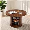 Songvas Tavolo da Pranzo Rotondo 120 cm, Tavolo Cucina per 4-6 Persone con Funzione di Ripostiglio e Portata fino a 150 kg, per Sala da Pranzo, Cucina, MDF, Noce Scuro, 120 x 120 x 75 cm