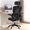 XUEGW Sedia da Ufficio Ergonomica - Nero | Sedia da Scrivania Regolabile con Schienale Alto in Rete,Supporto Lombare,Braccioli Ribaltabili | Per Ufficio Domestico,Gaming,Studio