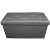 Russo Tessuti Panca Puff Pouf Diamante Contenitore Sgabello Pieghevole Ecopelle-Grigio