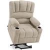 MCombo M MCombo Poltrona per TV con ausilio per alzarsi, schienale allargato, con supporto per alzarsi, massaggio e riscaldamento, poltrona relax con funzione reclinabile fino a 145° USB 7102 (tessuto,
