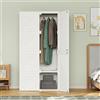 WSOFZMO Armadio pieghevole per vestiti, guardaroba pieghevole, armadio per riporre, armadio per vestiti bianco, con 10 ripiani, 6 ante, 1 sospensione, PP e PET, 170 x 69 x 50 cm (porte bianche)