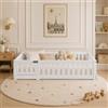 DADEA Letto Montessori Bambini a Pavimento 90x200cm, Lettino Montessoriano Evolutivo con Sponde, Rete a Doghe, Legno Massiccio di Pino, Letto Basso per Cameretta Bambino Bambina, Senza Materasso
