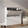 Dmora Scarpiera Louisville 22x75x76h cm Bianco 16 Paia 2 Ante, Mobile Portascarpe 4 Vani