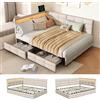 Poeahu Divano letto 140 x 190 con illuminazione a LED e presa USB, letto matrimoniale con 2 cassetti di stoccaggio, moderno letto a 2 posti con rete a doghe per soggiorno, camera da letto