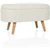 hjh LIVING Panca con contenitore, tessuto bouclé teddy STORIANO Panca imbottita scandi con coperchio per soggiorno, camera da letto, corridoio, bianco