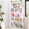 Ztexkee Libreria Angolare con Striscia Luminosa a LED, 5 Ripiano Libreria Bianca, scaffale a forma di L, 90 x 48 x 169 cm, Grande Verticale per Soggiorno, Camera da Letto, Ufficio
