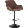 ralex-chair Set di 1 sgabello da bar girevole in velluto regolabile in altezza, sgabello da colazione con schienale e braccioli, per bar, bancone e cucina, marrone