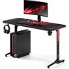 DIABLO Scrivania Gaming grande scrivania gamer stabile tavolo PC con gestione cavi tappetino supporto cuffie porta bicchiere scrivania computer ergonomica robusta setup 140 cm x 60 cm x 75 cm