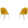 Liberoshopping Sedia poltroncina sala da pranzo o ufficio vintage in velluto con gambe in metallo SET DA 2 Pezzi (Gambe Oro, Senape Trapuntata)