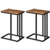 HOOBRO Tavolini, Set di 2, Tavolini da Pranzo, Tavolini da Divano, Tavolini da Caffè a Forma di C, Stile Industriale, per Soggiorno, Camera da Letto, Marrone Vintage e Nero EBF02SFP201G1