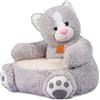 Palmitessa Poltrona Bambini 2 Anni Poltroncina per Bambini Orso Peluche, Sedia per Bambini, Comoda e Legger Per Bambini 12+ Mesi,Beige (Gatto)