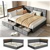 Poeahu Divano letto 140 x 190 con illuminazione a LED e presa USB, letto matrimoniale con 2 cassetti di stoccaggio, moderno letto a 2 posti con rete a doghe per soggiorno, camera da letto