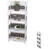 Mendler Scaffale libreria pieghevole 4x ripiani HWC-K86 legno polyrattan bianco e grigio