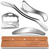 Robulove Set di strumenti per la pulizia muscolare, in acciaio inox, IASTM, 4 in 1, per terapia fisica Gua Sha, con custodia in pelle