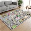 JynxtoyZeal Tappeto con Tracciato Stradale Cartoon, Tappeto Mappa Città, Carpet in Fibra di Poliestere,Carpet Decorativo Antiscivolo e Lavabile per Ambienti Domestici-80x120cm