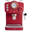 CREATE / THERA RETRO/Macchina per espresso semiautomatica Rosso opaco e legno / 20 bar, doppia erogazione, serbatoio da 1,25L, caffè macinato e cialde ESE 55mm, con schiumatore, 1100W
