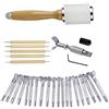 DUJISO Banyour 20 pezzi Set di timbri artigianali in pelle scultura di cuoio saddle lavoro rendere strumenti fai da te in legno con martello in pelle Craft set
