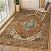 INOVADAY Tappeto 90x150 cm Lavabile in Lavatrice Vintage Antiscivolo Rosso/Arancione/Blu/Marrone