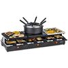 KLARSTEIN Fonduelette XL - Grill-Raclette-Fonduta 3in1, 1650 Watt, Grill 3in1: Metallo/Pietra/Piastra per Crêpes, 3 Elementi Riscaldanti in Acciaio Inox, fino a 12 Persone, Antiaderente, Nero