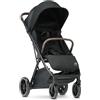 Deryan Rolo XL Travel Buggy, per bambini dalla nascita fino a 22 kg (0-4 anni) con funzione di sonno, ultra leggero 8,1 kg, pieghevole con una sola mano, UPF 50+, cestino fino a 10 kg (Nero)