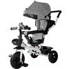 LEAN TOYS Kinder Dreirad Fahrrad Buggy Con Schiebestange UV-Dach EVA Ruote Grigio 6-60M