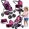 Alice Passeggino per Bambole 2in1 Combinato Borsa Pannolini Rosa Regolabile Manico