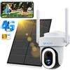 UCOCARE 4MP Telecamera con SIM 4G da Esterno, 360° PTZ Telecamera 4G con Pannello Solare 8W, 15000mAh Batteria, Visione Notturna a Colori con 14 Luci, Rilevamento Movimento AI, IP67
